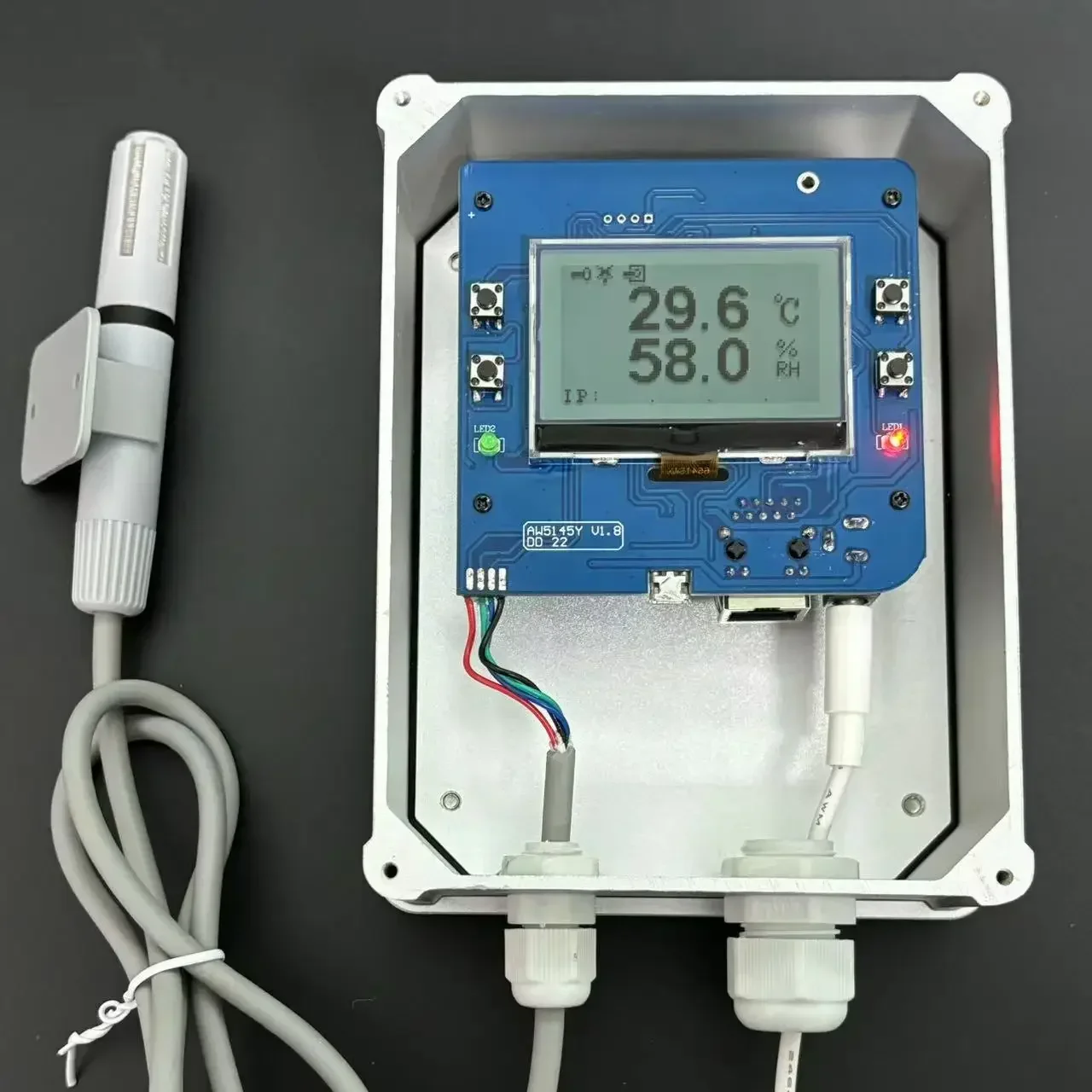 High Precision Industrial Waterproof Grade IP68 POE Power Supply TH Controller Temperature Humidity Transmitter for HVAC System
