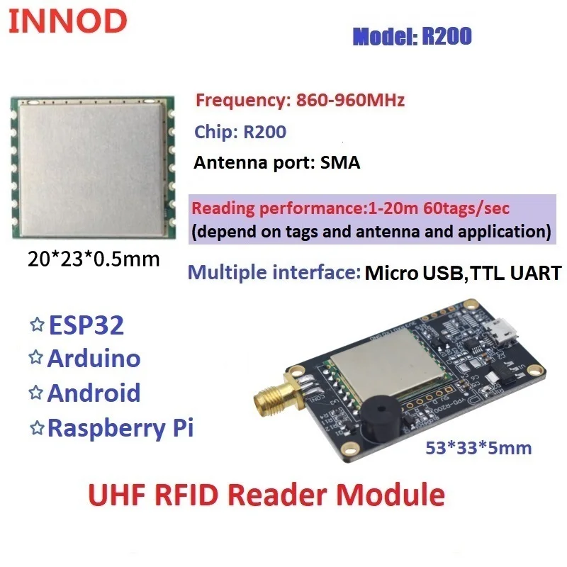 Imagem -05 - Módulo Rfid de Longo Alcance com Usb Uhf Epc Gen2 Iso180006c Tags Leitor Leitor ue 868mhz 915mhz Chip R200