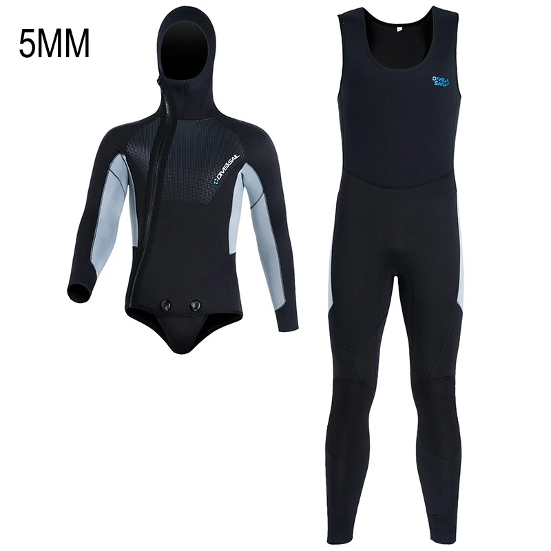 5MM Neoprene Water Sports Snorkeling Kayaking Spearfishing Swim Diving Suit Hooded Scuba Keep Warm UnderWater Hunting WetSuit