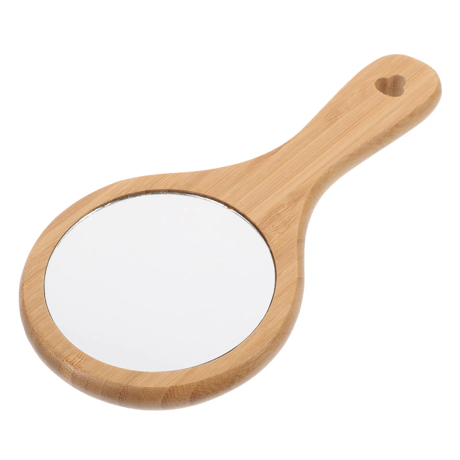 Wooden Handle Hand Mirror Round Hd Reflective Surface Portable Beauty Tool for Makeup Application Home Salon Travel Pocket Use