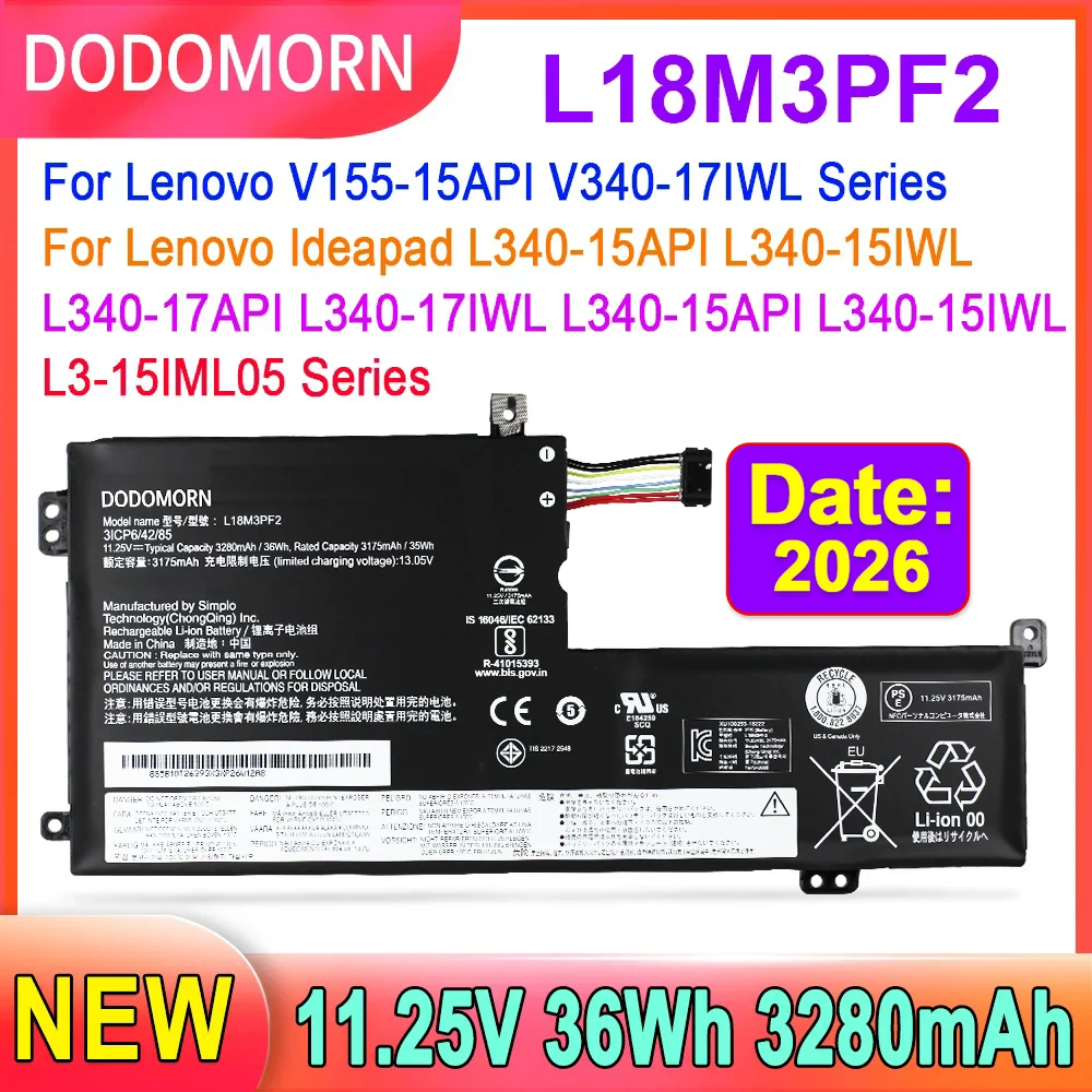 Batería L18M3PF2 para ordenador portátil, pila para Lenovo Ideapad L340, L340-15, L340-15API, L340-15IWL, L340-17, serie L340-17API