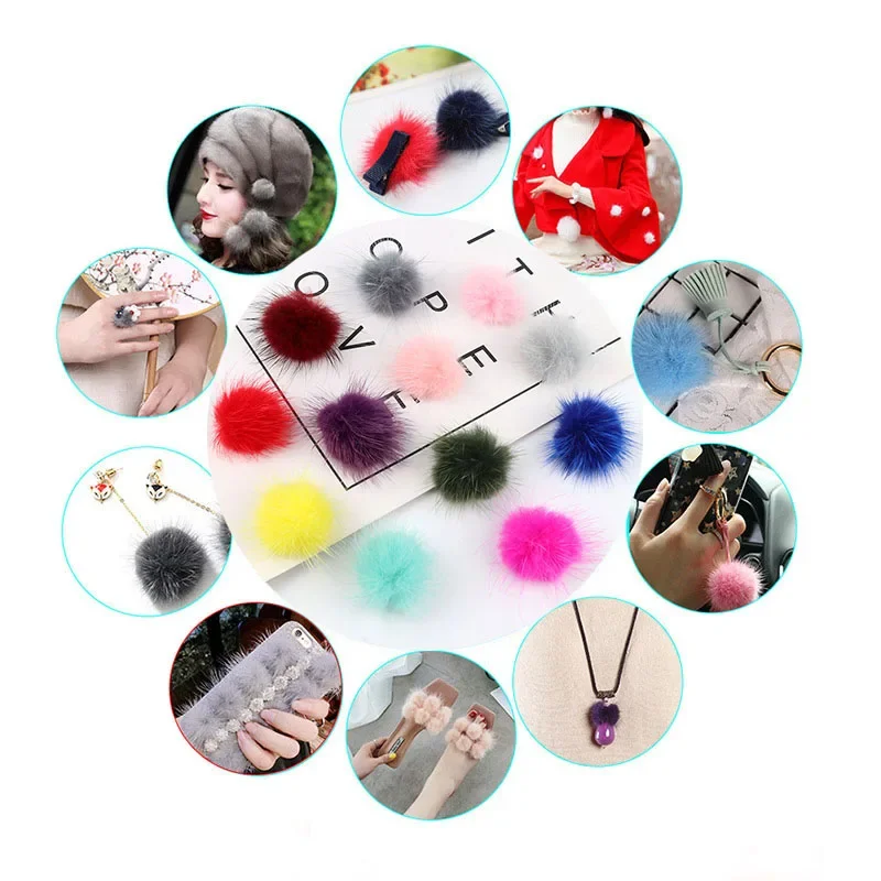 25mm 30mm 40mm Mink Fur Pompons Flutty Real Fur Ball Pompoms Many Colours Diy Pom Pom for Sewing on Knitted Keychain Scarf Decor