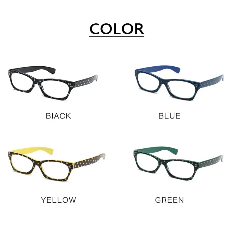 Fashion Women Reading Glasses Magnifier Female Dot Dot Print Presbyopia Spectacles Ladies Hyperopia Eyeglasses Sight +1.0~+3.5