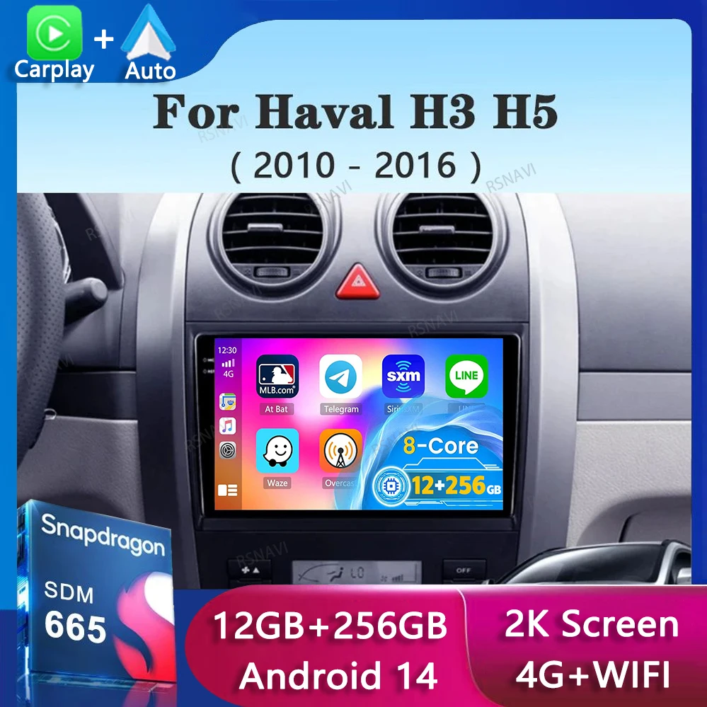 

Android 14 Carplay Car Radio For Great Wall Haval Hover H5 H3 2011 - 2016 Navigation Multimedia Player Stereo WiFi+4G video BT