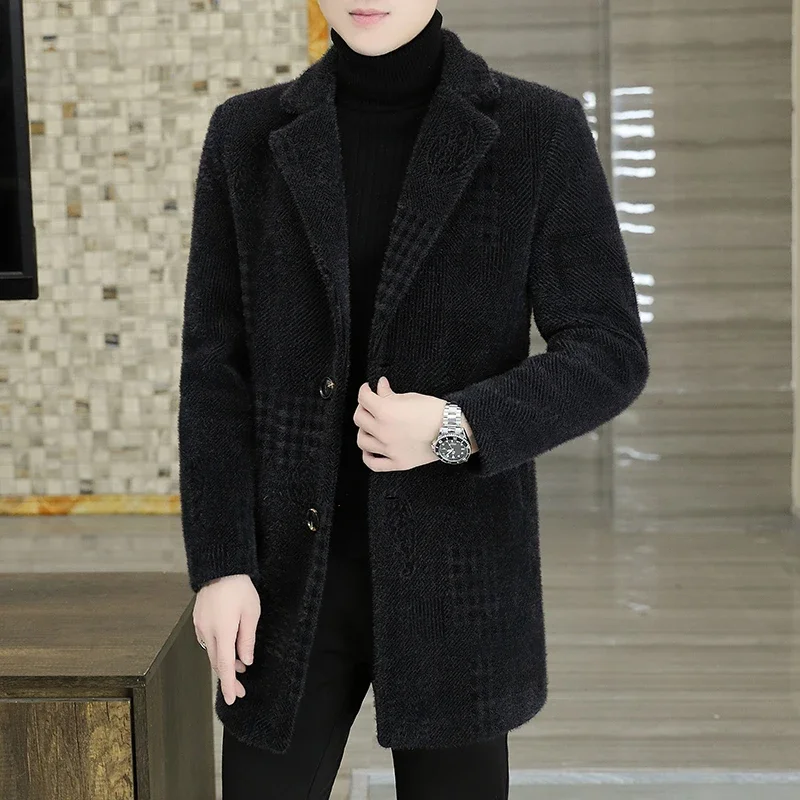 

2023 Autumn and Winter New Men's Korean Version Woolen Coat Mid-length British Style Casual Slim Fashion Casual Woolen Coat Coat
