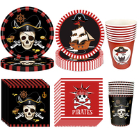 Pirate Party Paper Plate Cup Napkin Party Tableware Pirate Party Decor Pirate Ship Bone Dinnerware Supplies for Adult Kids decor