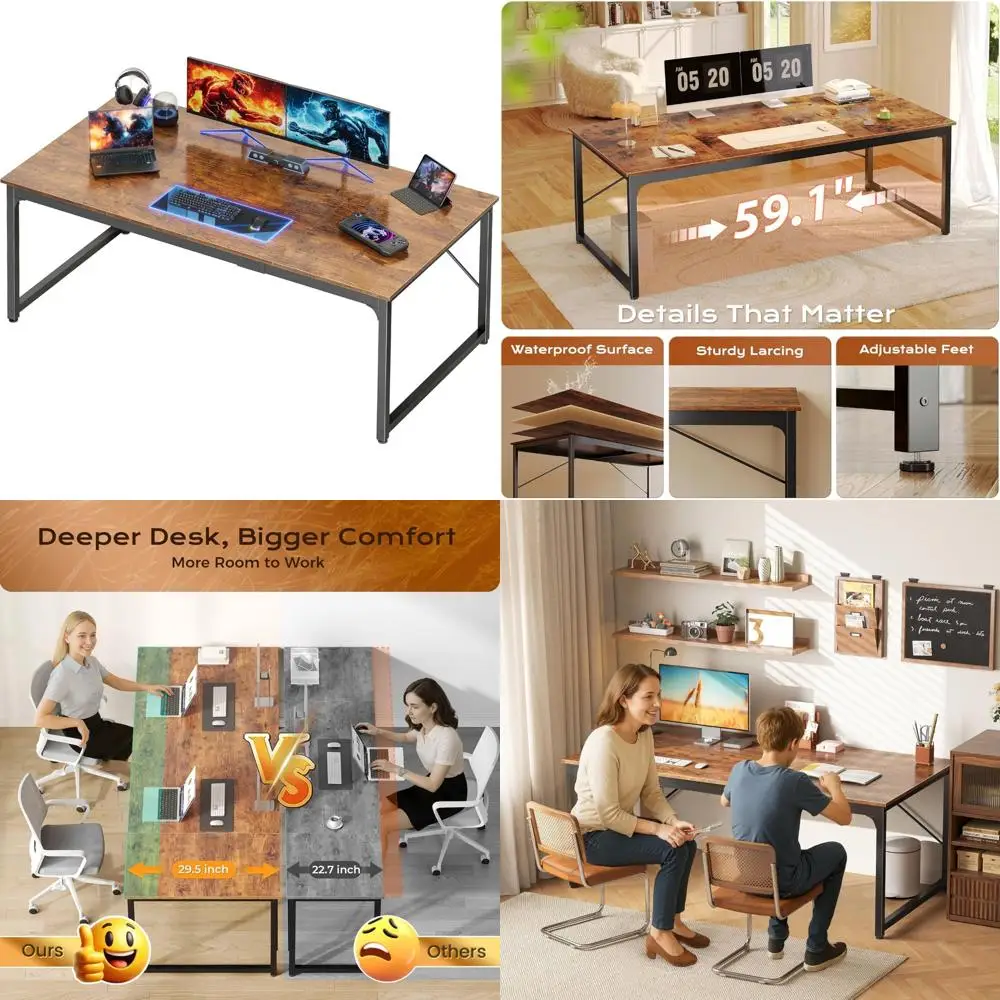 

Большой современный стол для домашнего офиса 63 x 29,5 для игр, учебы и работы с просторной поверхностью