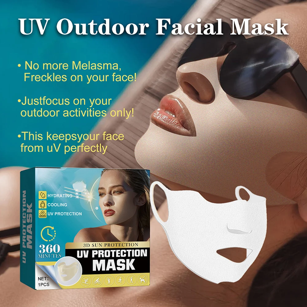 Outdoor Hiking UV Protective Mask Universal Sunscreen Facial Mask Moisturizing Breathable Sun Protection Face Patch 1/2/3/5pcs