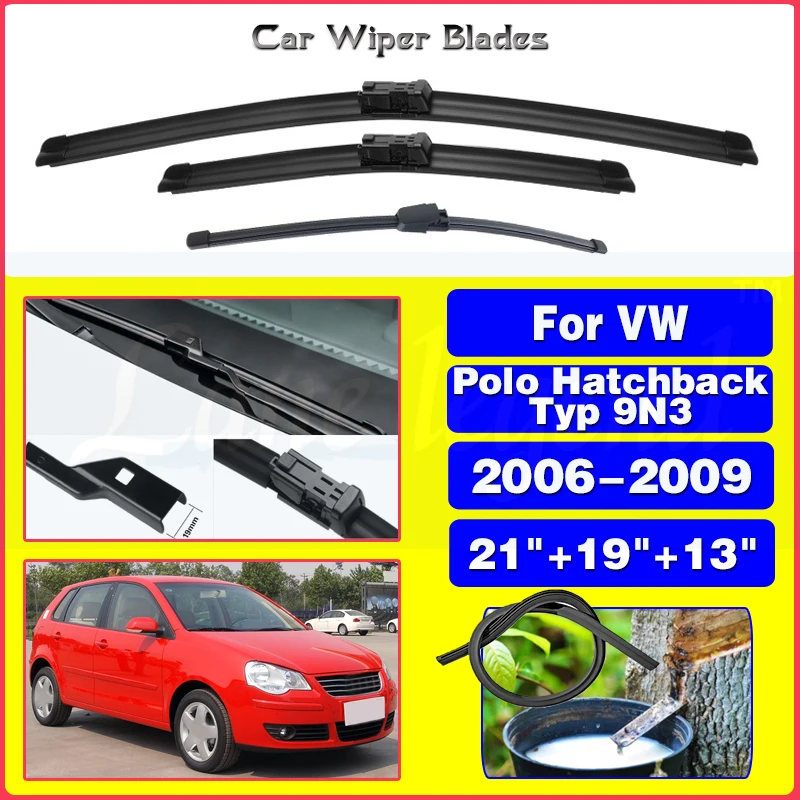 

Wiper Front & Rear Wiper Blades Set For VW Polo Hatchback Typ 9N3 2006 2007 2008 2009 Windshield Windscreen 21"+19"+13"