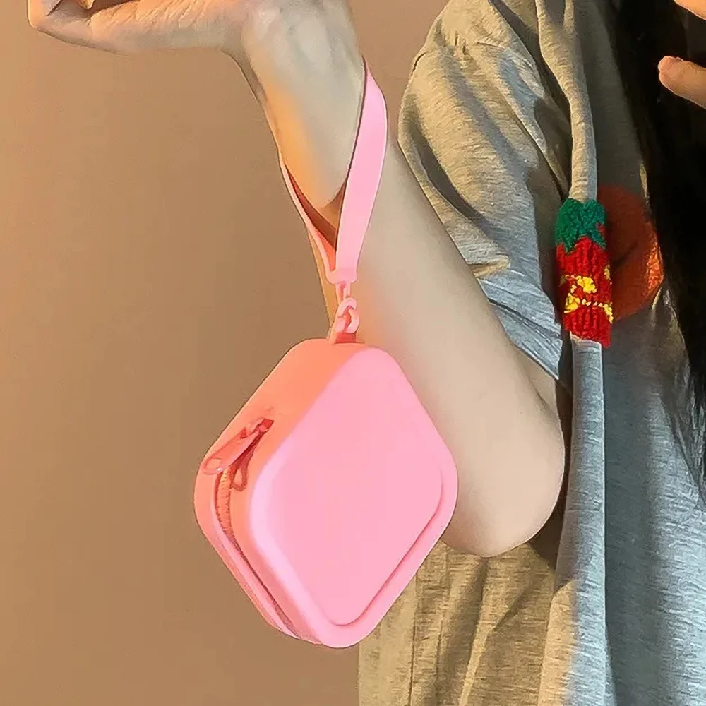 

Silicone Organizer Wallet Storage Bag Candy Color Waterproof Zipper Coin Purse Travel Pouch Students General Earphone Soft Bag