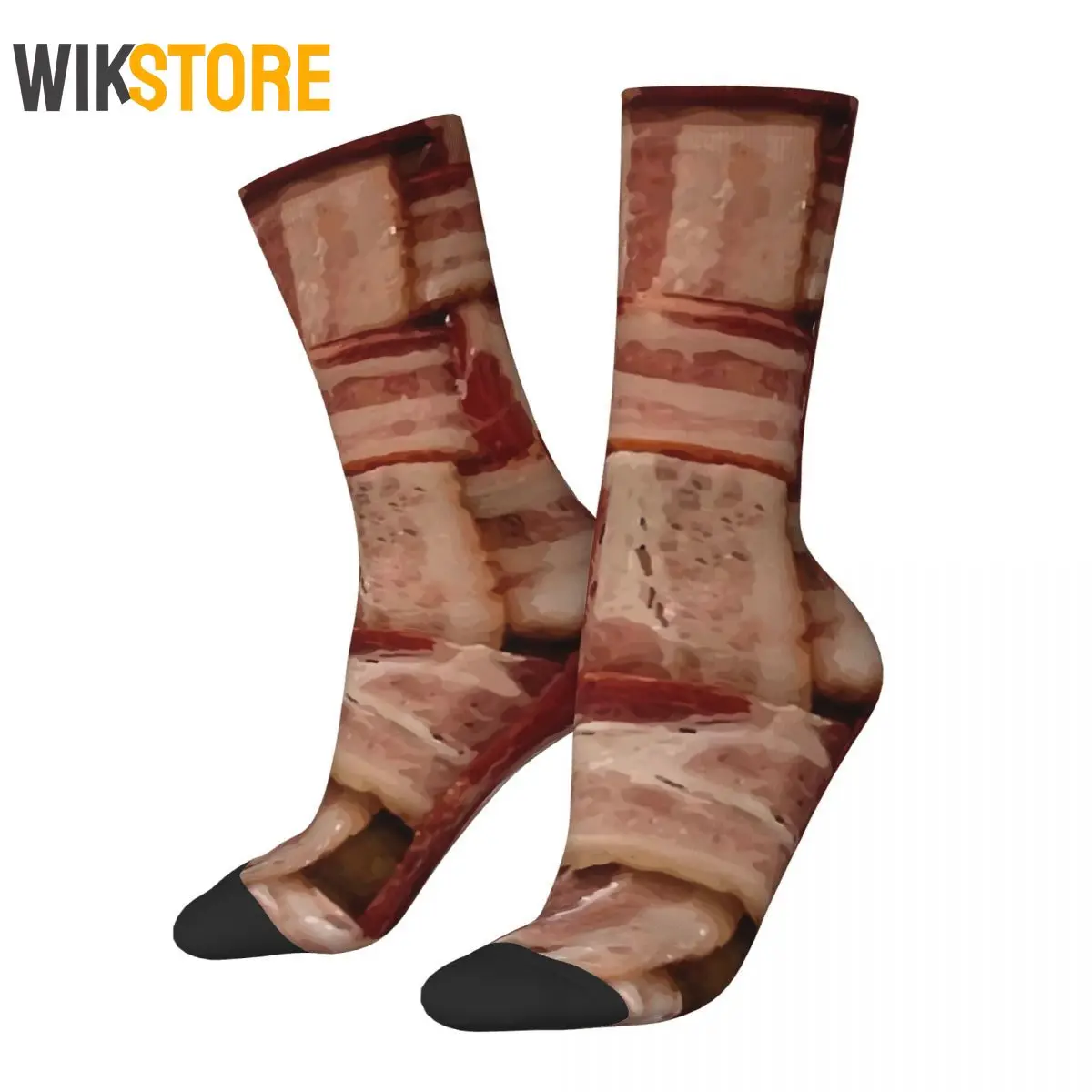 Kaus kaki desain pecinta Bacon Vintage Pria Wanita, kaus kaki basket bersirkulasi kaus kaki kru senang baru Harajuku uniseks