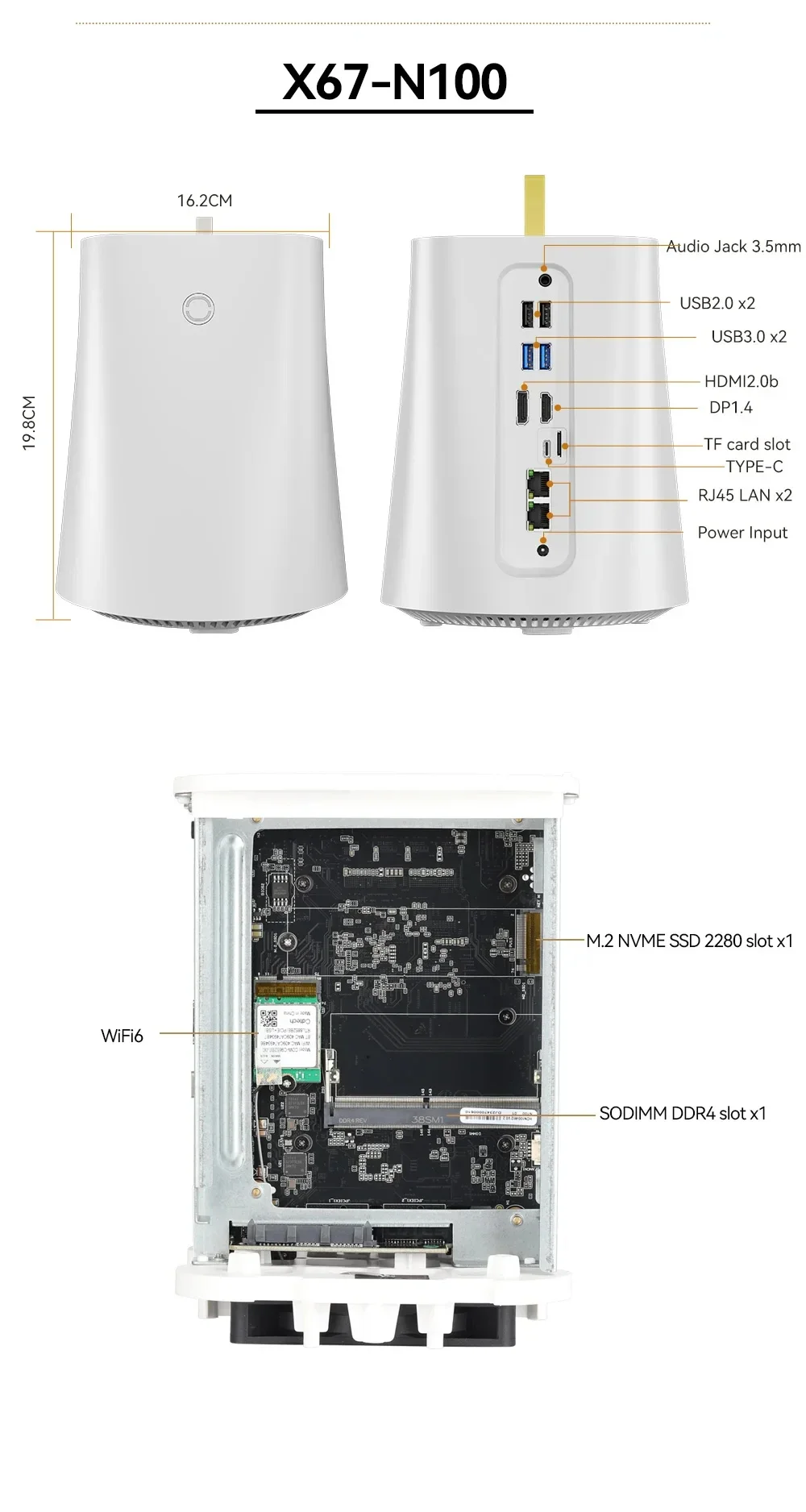 NAS Мини-ПК Intel N100 2*LAN DDR4 NVMe SSD 2.5G Ethernet WiFi6 2x 2,5/3,5-дюймовый HDD RAID FreeNas Windows 10/11 Сервер с брандмауэром