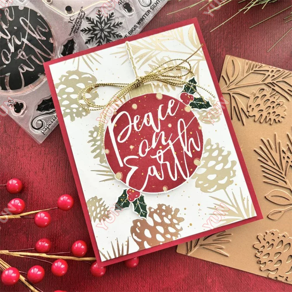 The Bigs Winter Sentiments Stamps Christmas Ornaments Metal Cutting Dies and Stamp Stationery Scrapbooking Diary Album Lable DIY view 4