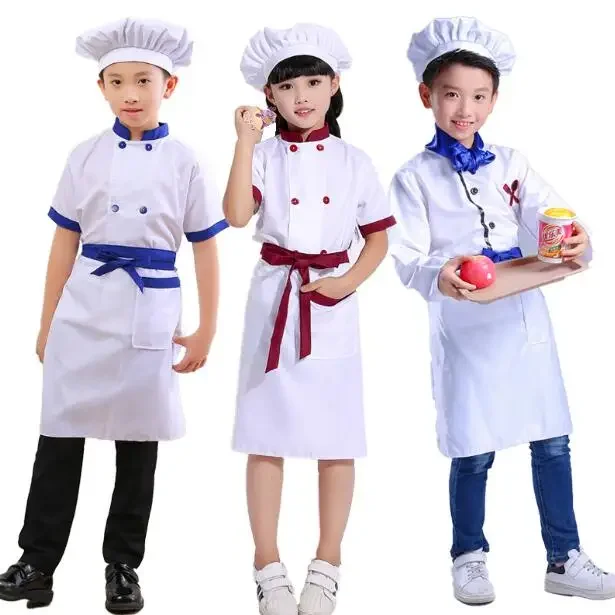 

Halloween Kids Restaurant Waiter Catering Fancy Apron Clothes Sets Party Cosplay Cook Costumes Children Chef Uniform