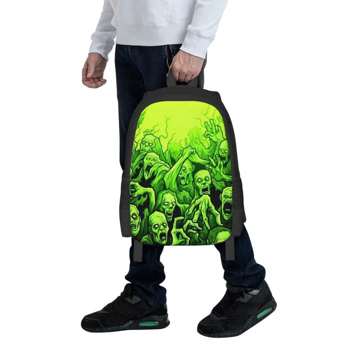 Ghost Skull Print Luminous Horror Night Halloween Student Backpack School Bag Hiking Travel Daypack for Bookbag Shoulder Bags
