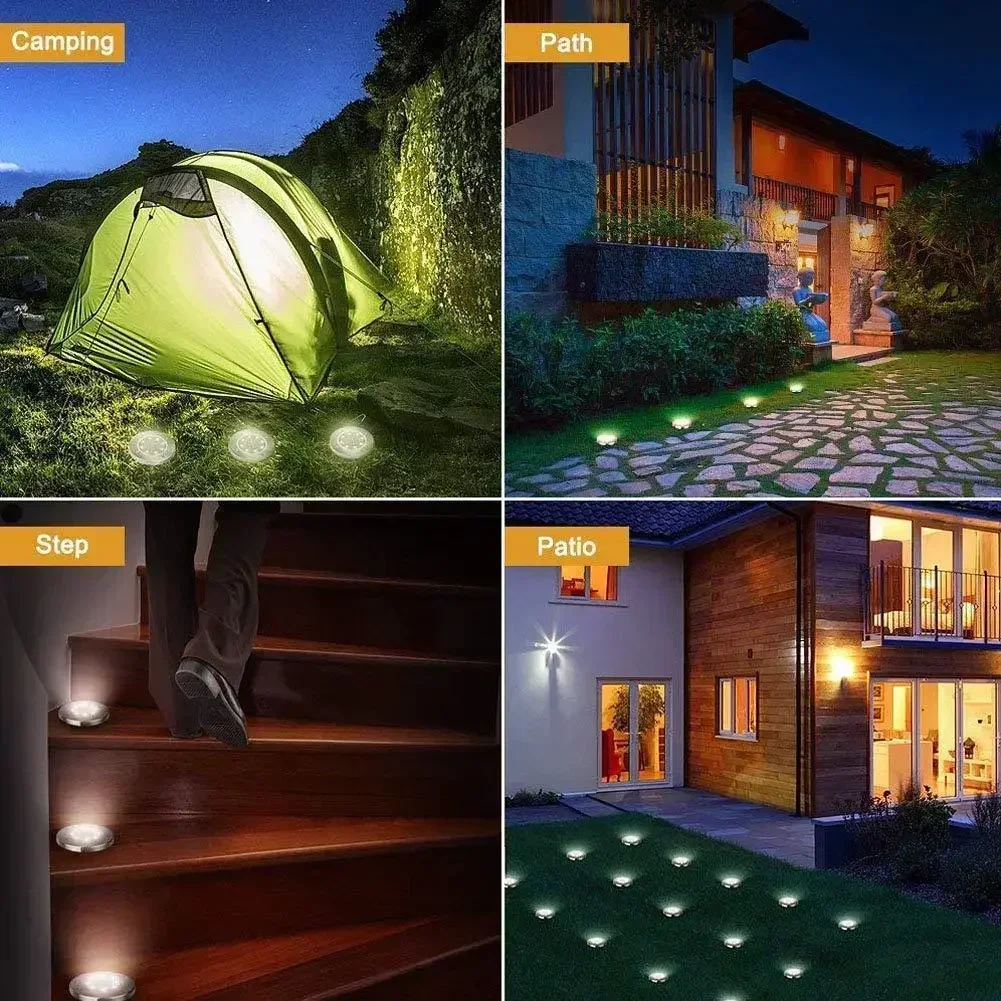 Solar Power Disk Light Outdoor 16LED Bright Multi-Color Solar Lamps Garden Underground Light Deck Light Buried Spotlight Decor