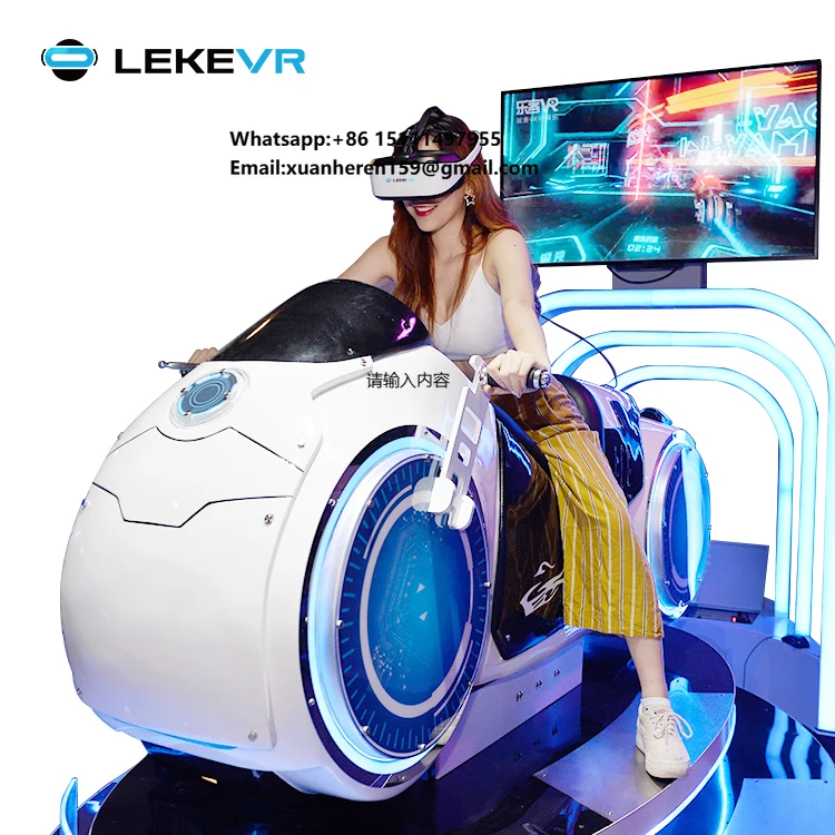 Simulador de Carreras de Realidad Virtual LEKE VR para Interiores/Exteriores, Equipo de Parque de Atracciones para Videojuegos de Motocicletas en Realidad Virtual, Fibra de Vidrio