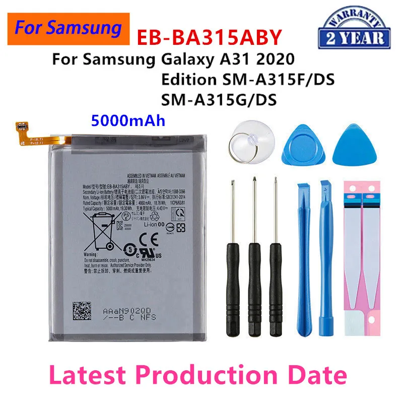 Batería de EB-BA315ABY para Samsung Galaxy A31, 5000mAh, edición 2020, SM-A315F/DS SM-A315G/DS, herramientas, nueva