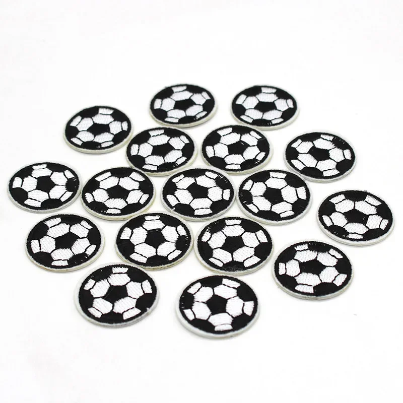 5pc S/M/L/XL Round Embrioidery Football Patches for Clothing Iron on Boy Clothes T-shirt Jeans Sticker Black Appliques Stripes