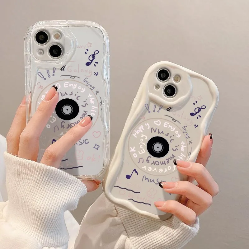 Music Pattern Wave Frame Phone Case for iPhone 18 17 Air 16E 16 15 14 13 12 11 Pro Max Xs XR 8 7 Soft TPU Shockproof Cover