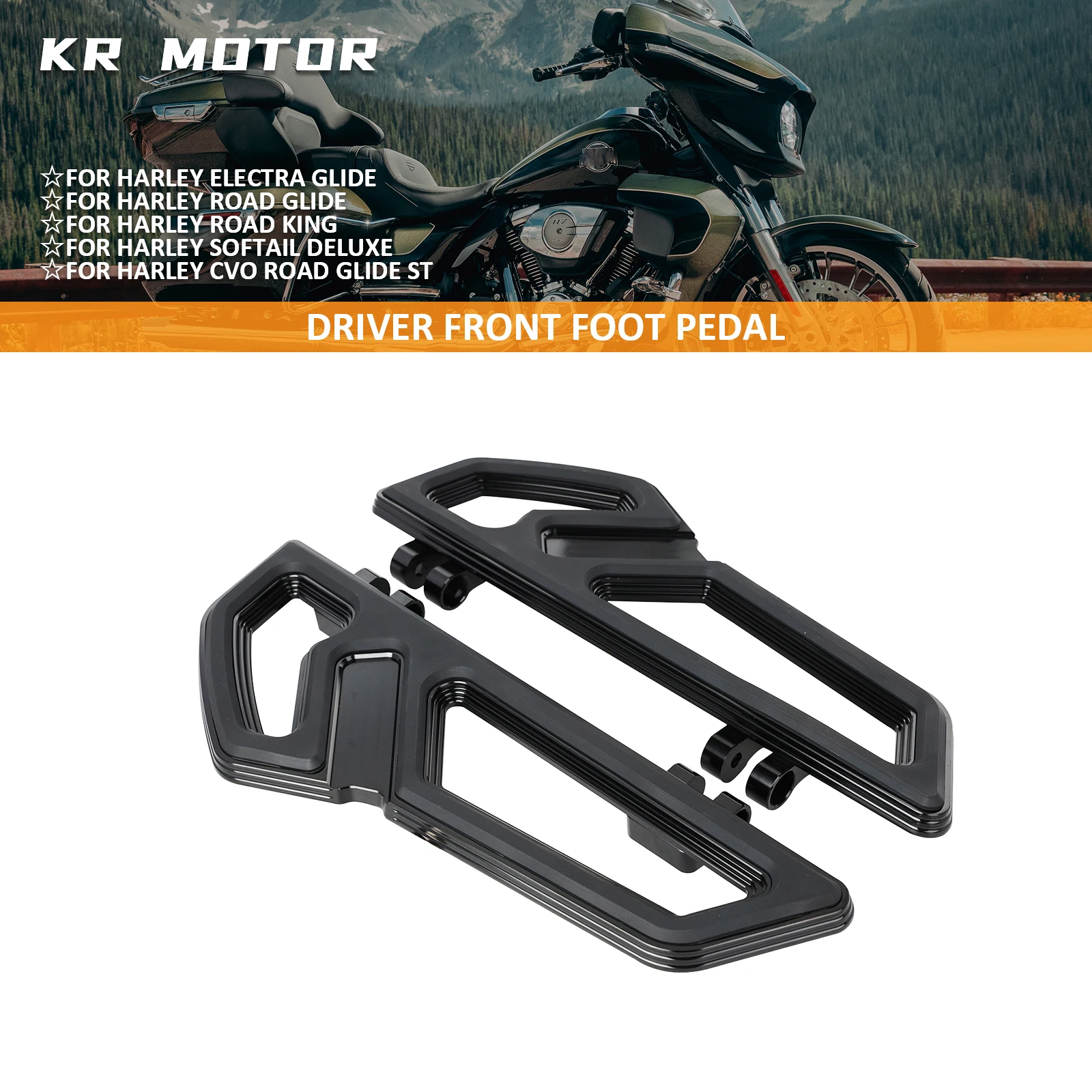 Motorcycle Driver Floorboard Front Footrest For Harley Touring Street Electra Road Glide Road King Softail Fat Boy 1986-2026