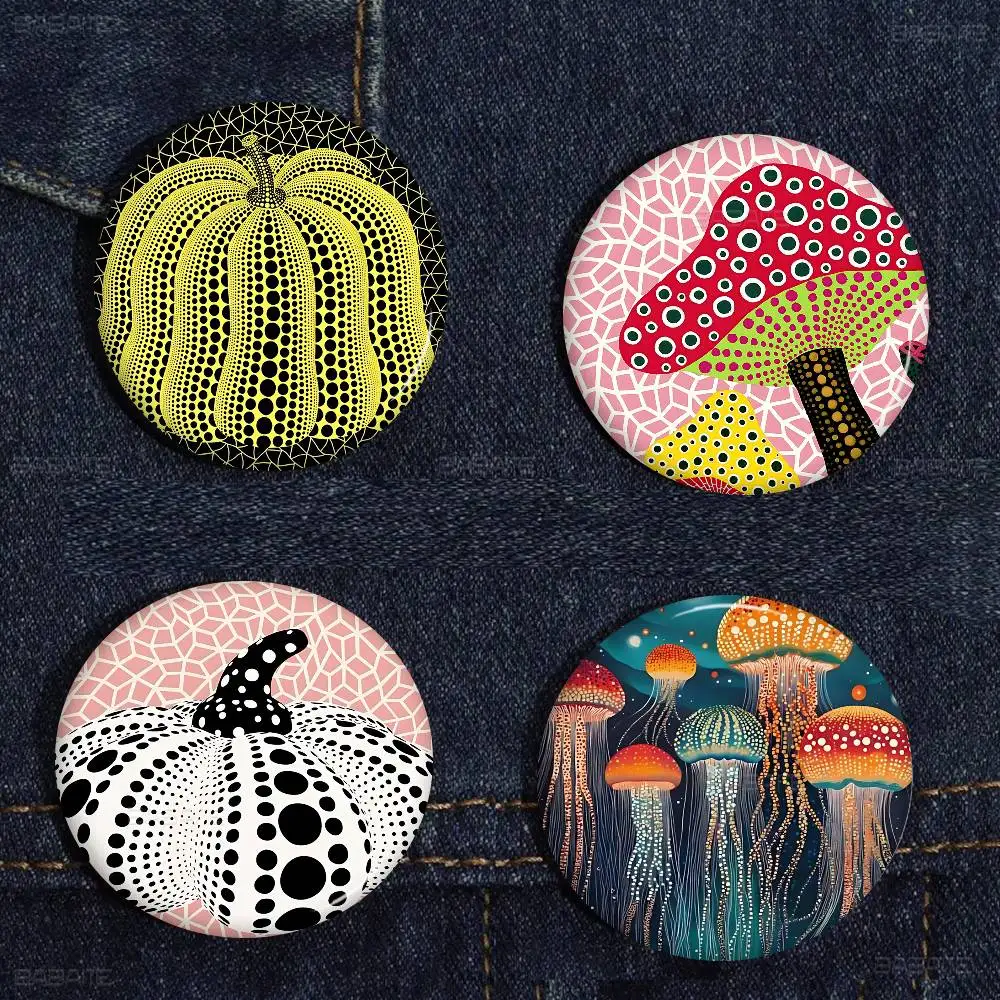 Popular Artist K-KusamaS Interesting Art 32/44/58MM Customizable Button Pins Cute Funny Creative Badge Jewelry Decor Gifts