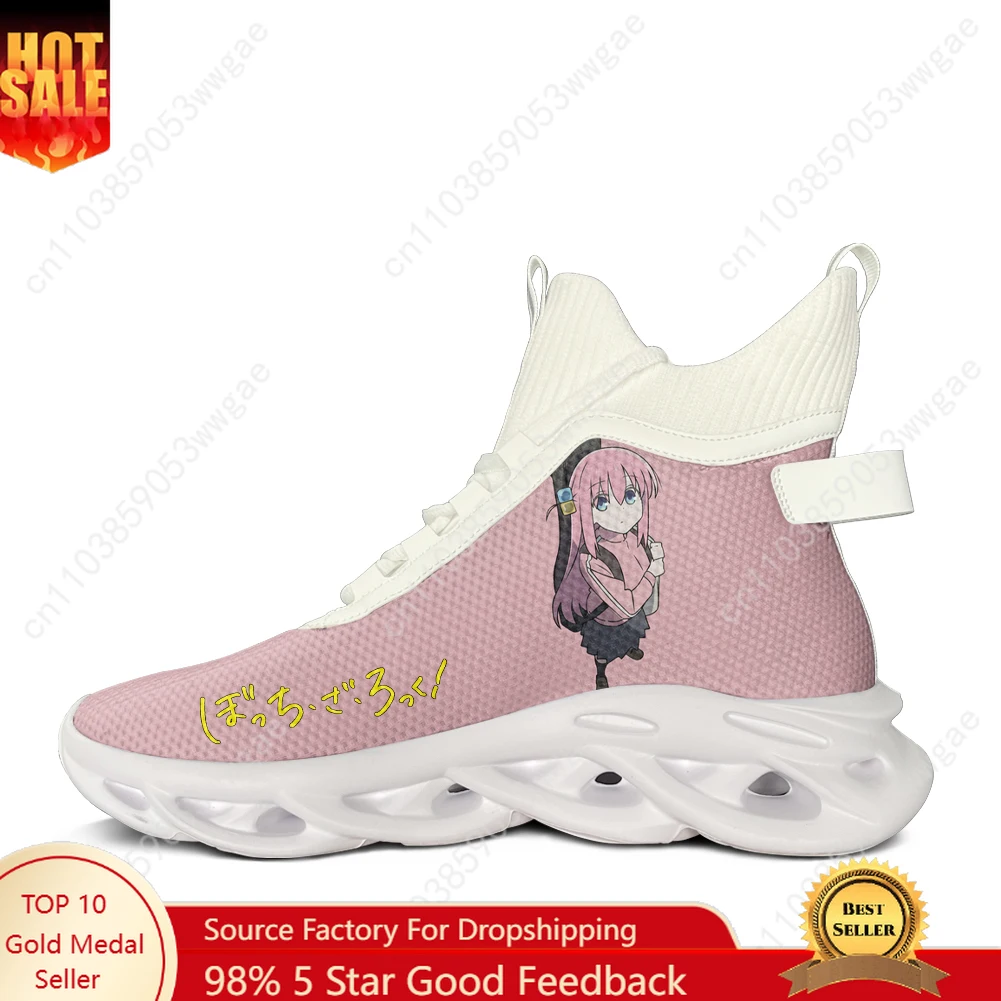 Bocchi The Rock High Top Flat Sneaker Man Women Sport Running Shoe High Quality Sneakers Lace Up Mesh Footwear Customized Shoes