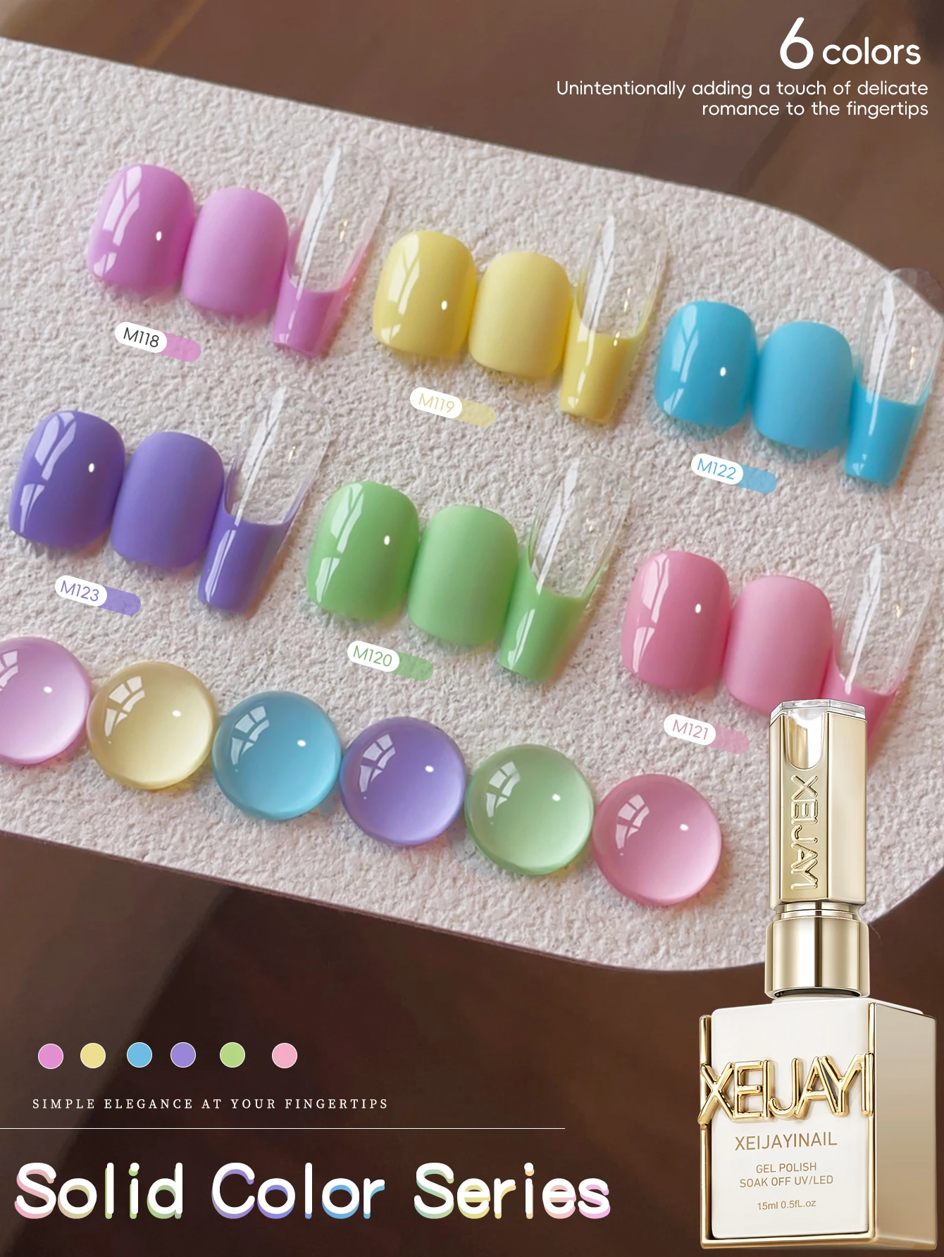 

XEIJAYI 6pcs Candy Sugar Gel Nail Polish Set UV LED Soaking Nail Gel, Semi-Permanent, DIY Salon Quality Nail Art Gel For Summer