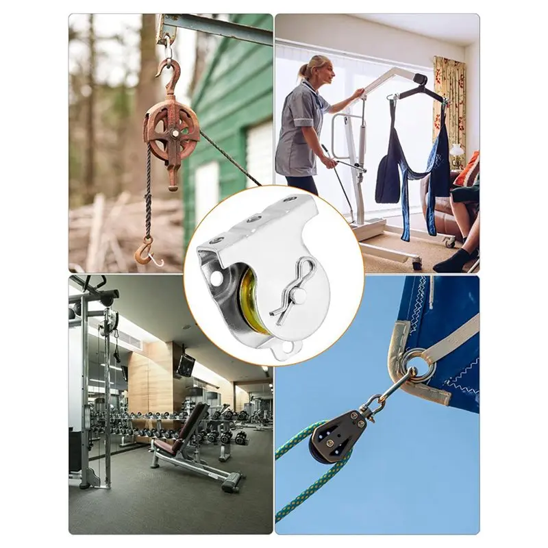 T19C 20Pcs Wall Mount Pulleys, 1-1/2 Inch Ceiling Mount Single Pulley V-Groove Pulley For 3/8 Inch Wire Or Rope