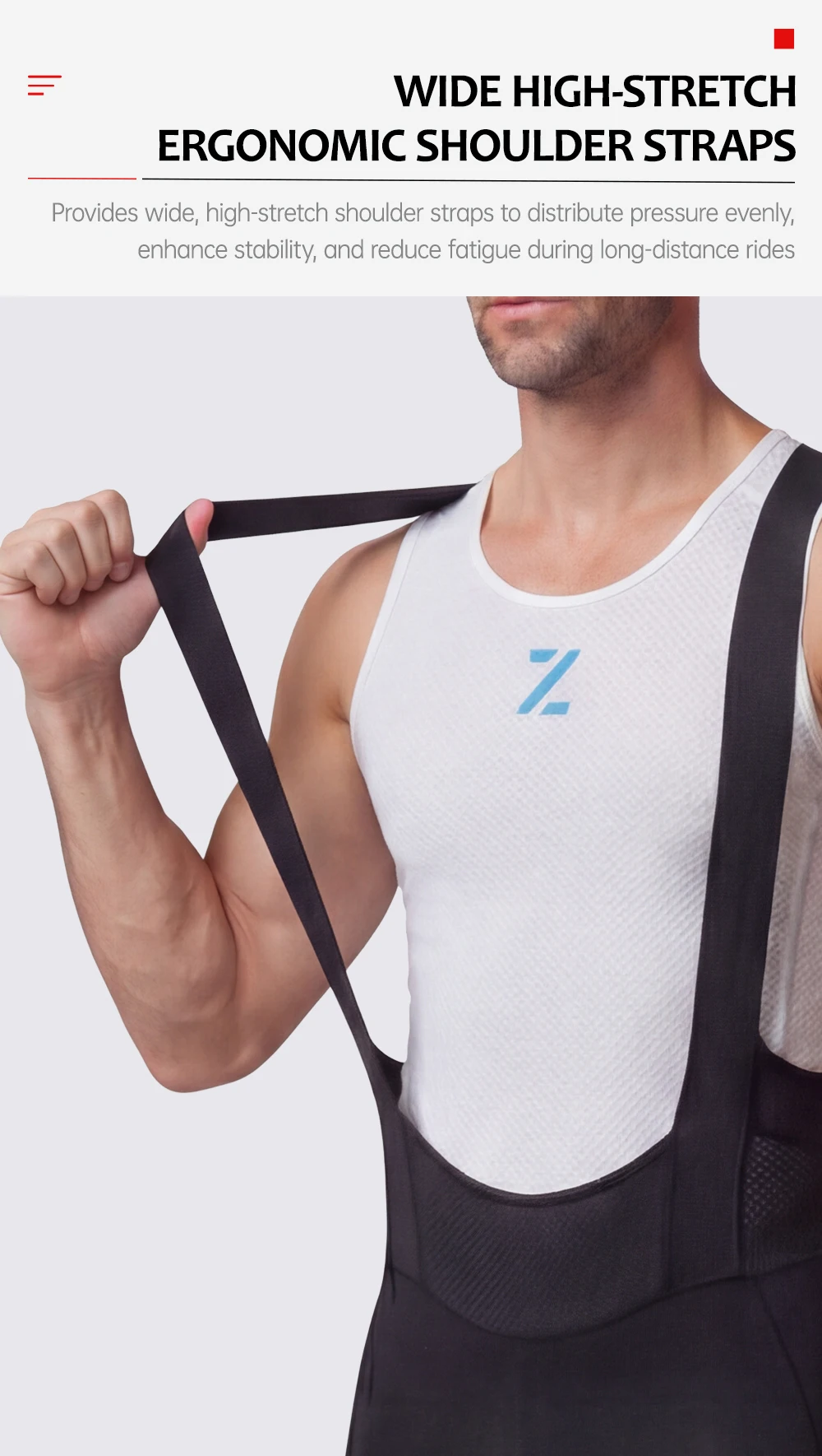 ZRSE Herren-Radhose mit Trägern, 7H, Italien, gepolstert, atmungsaktives Material, Herren-Fahrradbekleidung, MTB, Rennrad, Frühling, Sommer, bequem zum Radfahren. – Detail 8