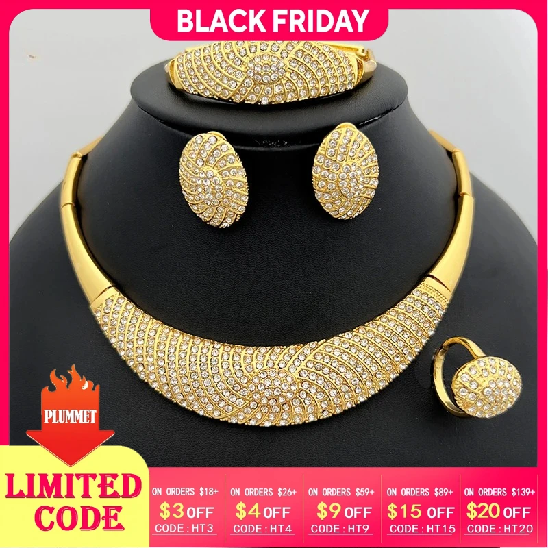 

Hight Quality White Crystal Zircon Jewelry Set Design Big Choker Necklace Earring Bracelet Ring For Bridal Wedding Gift 2025 New