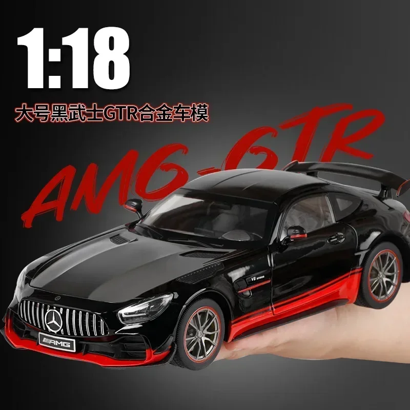 1:18 Mercedes-Benz AMG GTR wysoka symulacja odlewany model samochodu ze stopu metali dźwięk światło wycofać kolekcja zabawek dla dzieci prezenty