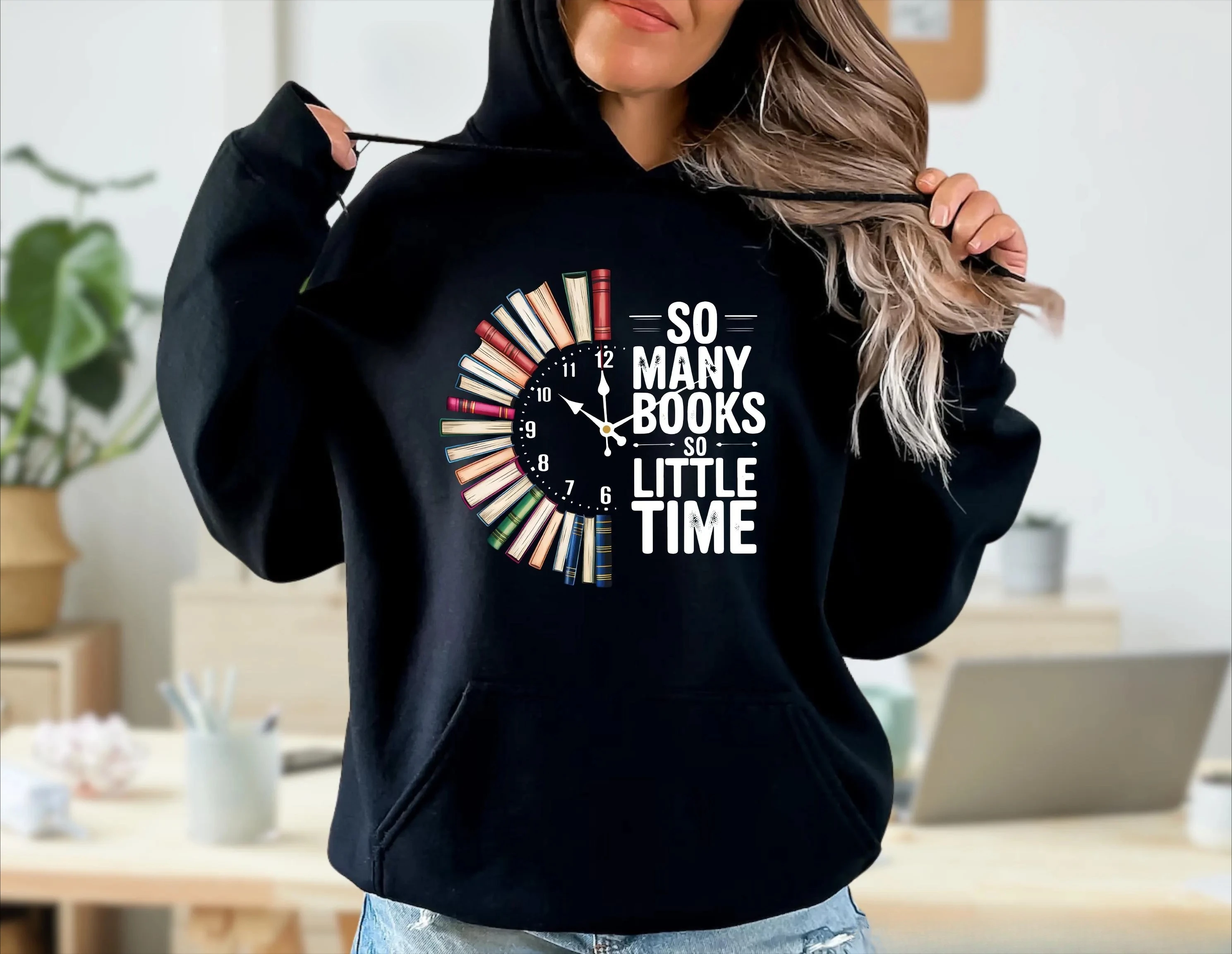 

So Many Books So Little Time Hoodie Sweatshirt Women Long Sleeve Sweatshirt Pullover Tops Streetwears Autumn Winter Clothing