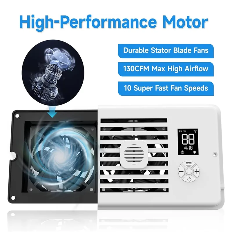 AB53 Register Booster Fan 4X 10Inch Smart Silent With Aromatherapy Tablets Heating Cooling 1-10 Wind Speed Adjustment US Plug