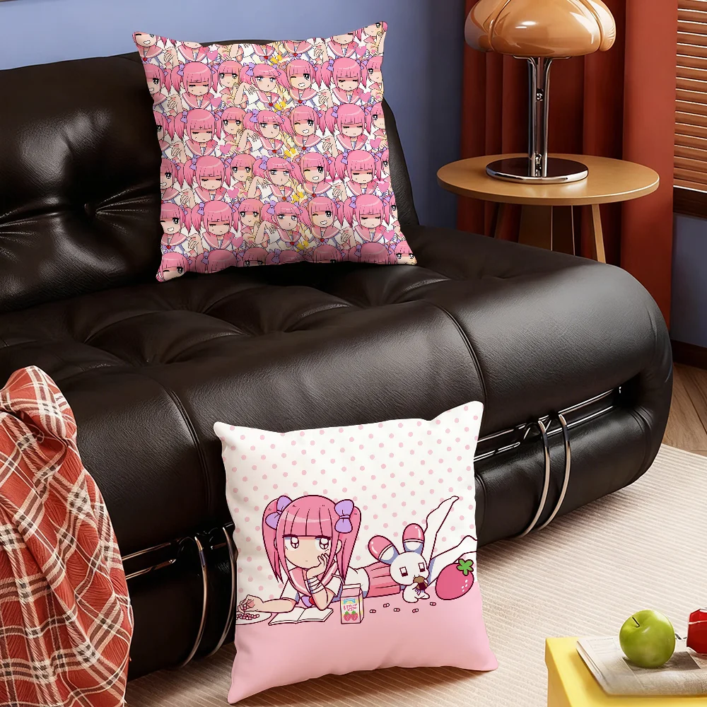 Classic Anime M-Menhera Chan Girl Pillow Case Sofa Living Room Bedroom Headboard Backrest Square Cushion Nap Time