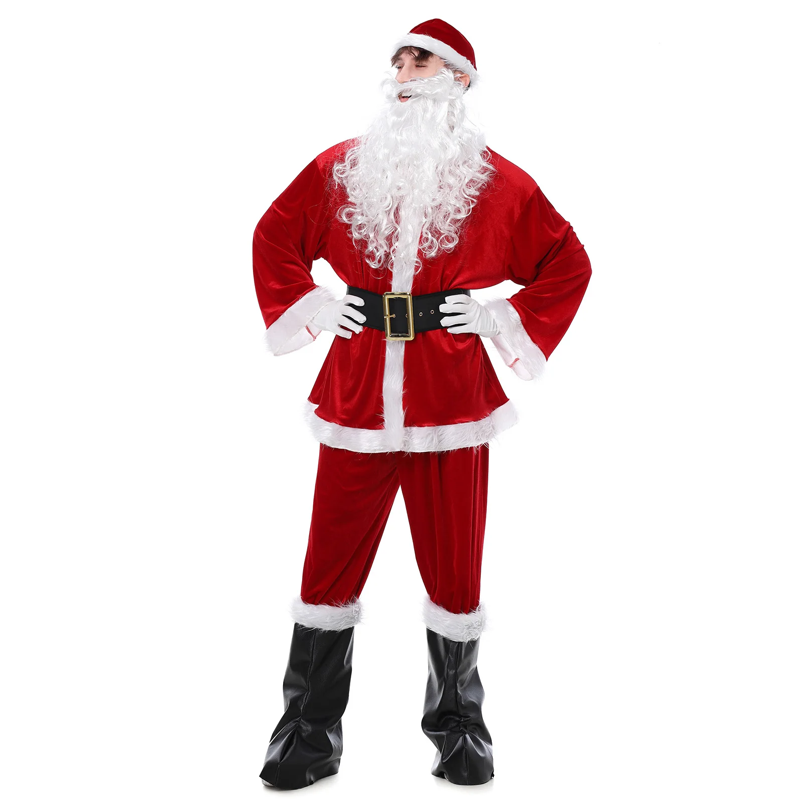 مجموعة أزياء سانتا كلوز للرجال والنساء - ملابس بدلة سانتا الاحترافية للبالغين - زي حفلات العطلات