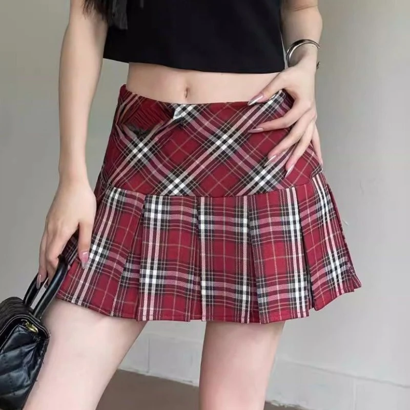 Gonna a pieghe da donna JK gonna corta a-line Plaid Y2k abbigliamento stile College vita alta Harajuku Streetwear Sweet Chic Sexy