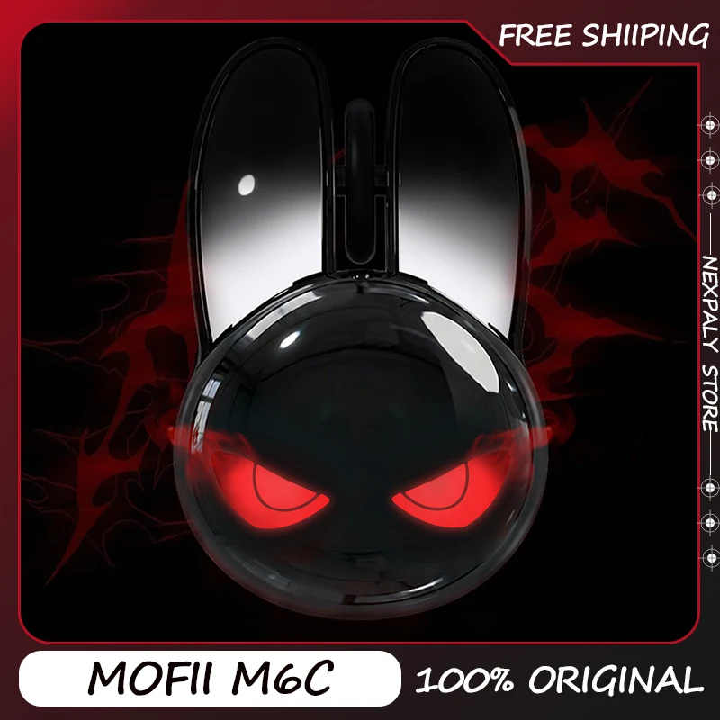 MOFII M6C Evil Rabbit Dual-mode Mouse Cool Rabbit Shape Mice with RGB Ambient Light Silent Rechargeable Compatible Multi-device