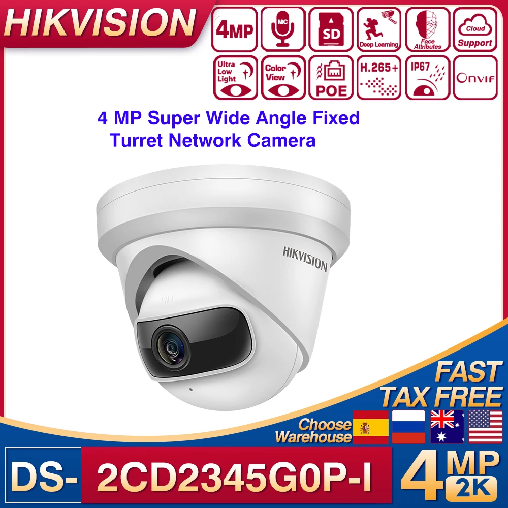 

Оригинальная камера Hikvision 4 МП, стандартная IP-камера H.265 + POE, супер широкий угол обзора 180 °, инфракрасная револьверная сетевая камера видеонаблюдения