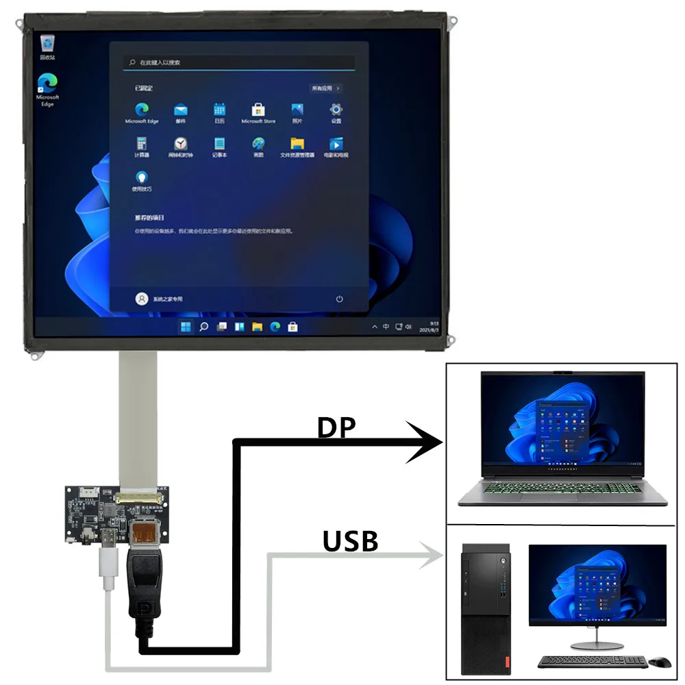 Imagem -02 - Tela de Lcd Controle dp Driver Board Monitor de Tela Secundária do Computador Faça Você Mesmo Ipad Lp097qx1-spa1 Lp097ql01 97