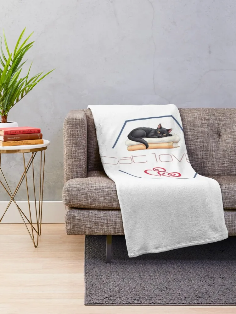 Black cat chilling t-shirts Throw Blanket Soft Big Sofas Plush Plaid on the sofa Blankets