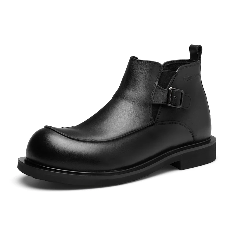 

Padaso men's high top spring genuine leather business British thick sole non slip casual men's boots 231152