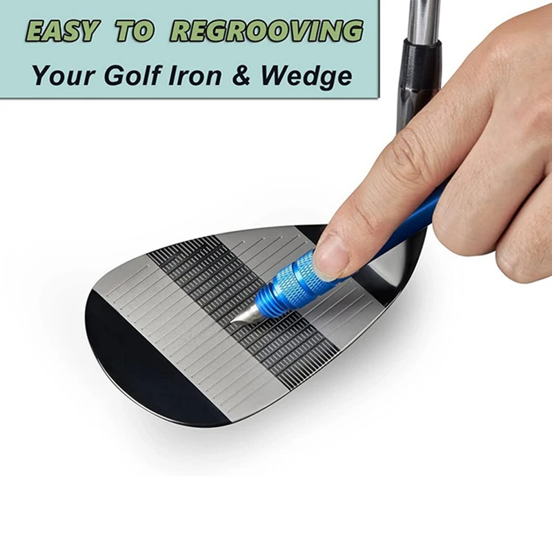 Golf Club Groove Sharpener 3-In-1 Golf Club Cleaning Tool With Replaceable Heads And Retractable Carabiner