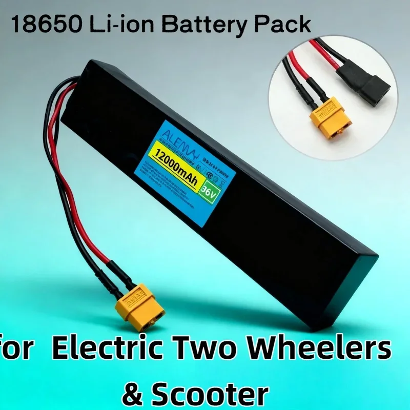 12000mAh 36V 10S4P Rechargeable Battery –18650 Lithium with BMS for 500W Electric Two Wheelers & Scooter,Durable Essential Power