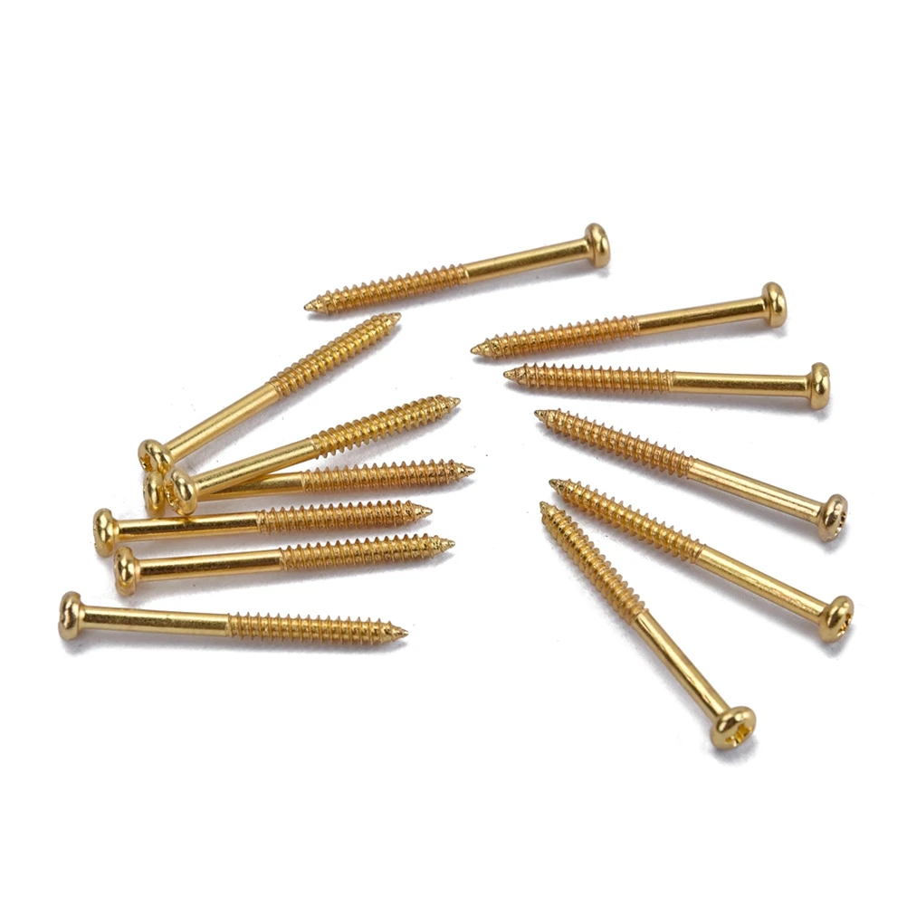 

12 pcs Bass Pickup Screws Gold 37Mm Length 3Mm Thread Diameter Metal Fit For Pb Jb Humbucker Guitar Replacement Accessories