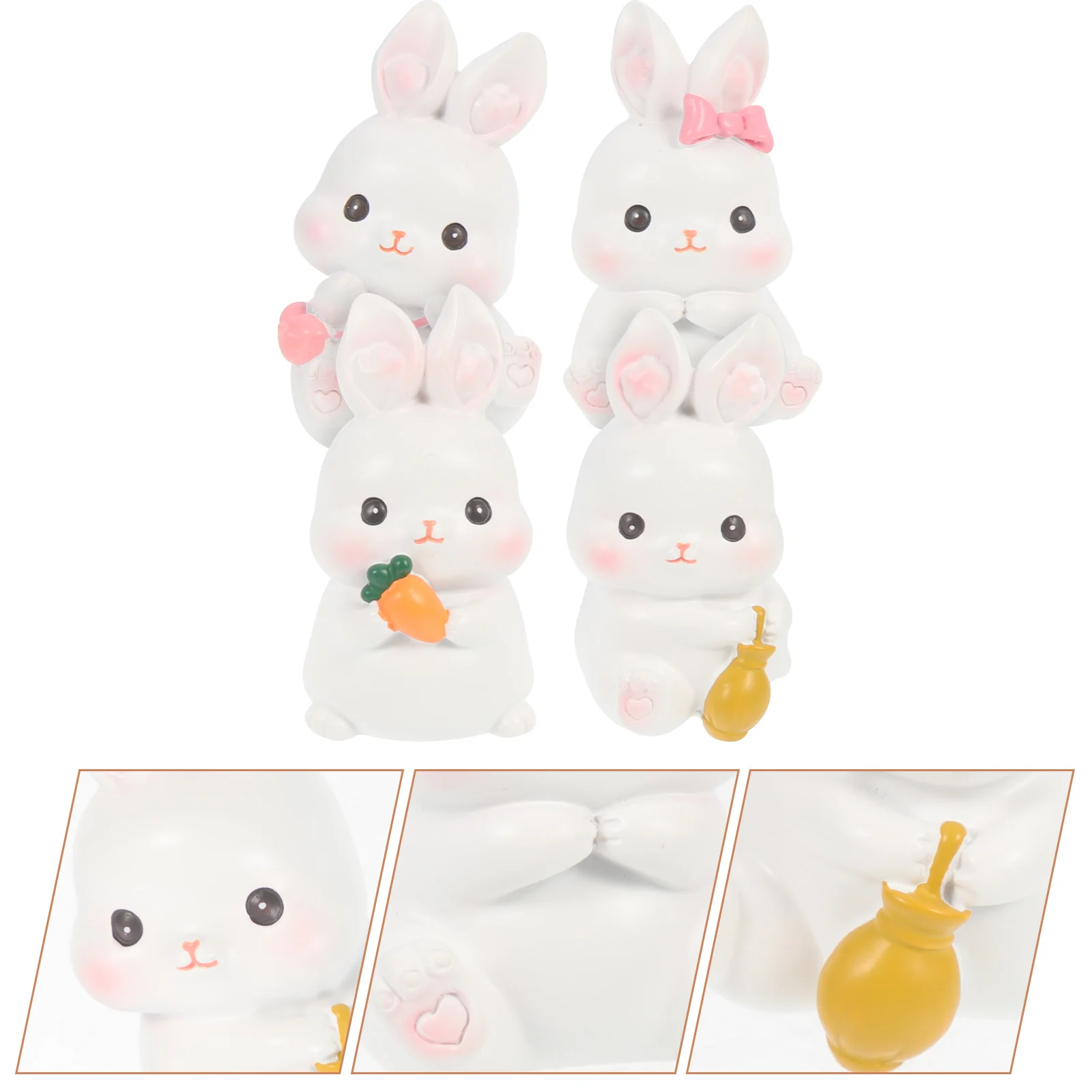 

4pcs Mini Rabbit Ornament Resin Micro Landscape Adornment For Garden Home Office Lightweight Gift