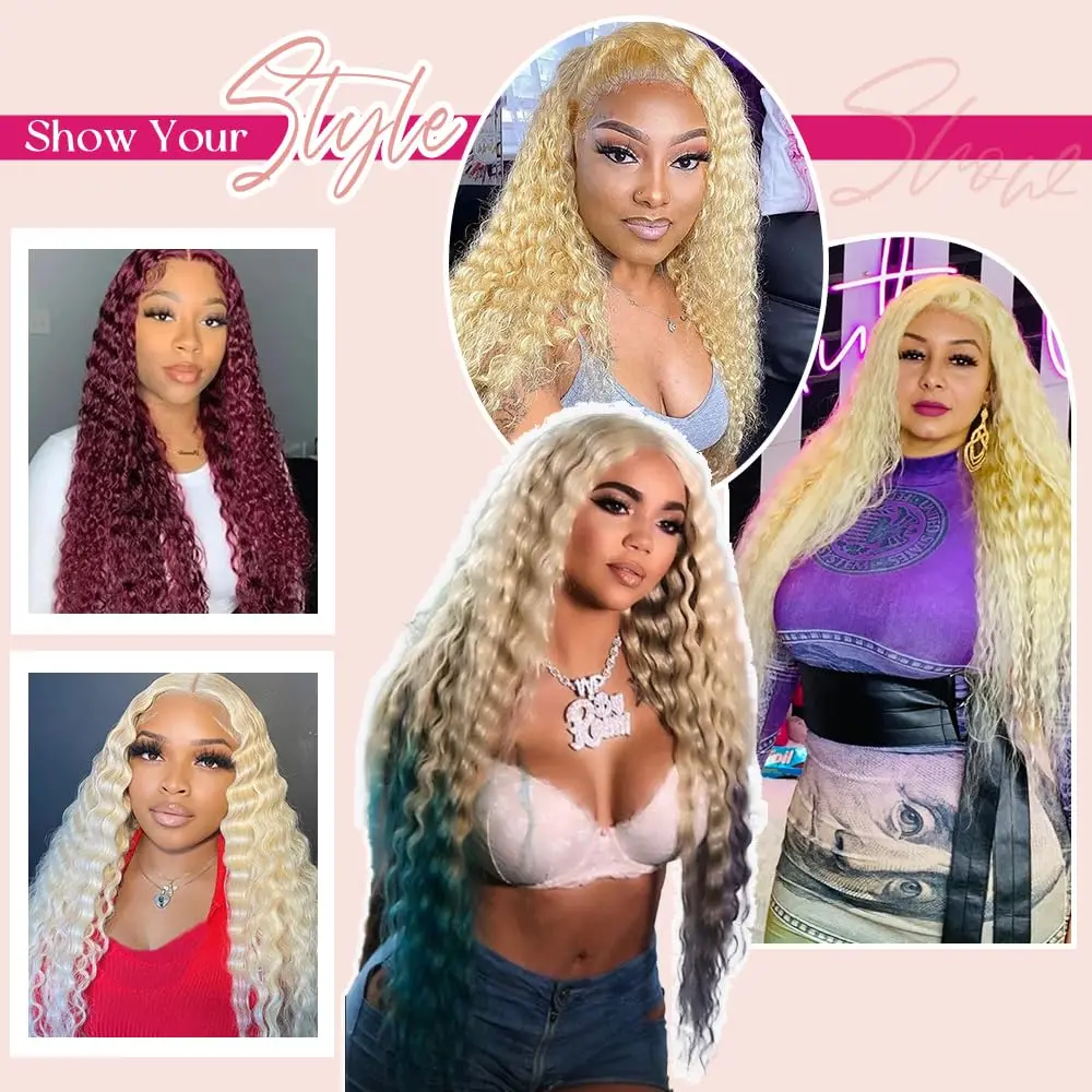 شعر مستعار موجة عميقة شعر الإنسان الدانتيل الجبهة 613 13x6 HD شفاف مجعد 200% الكثافة قبل قطعها الدانتيل شعر مستعار أمامي للنساء 30 بوصة