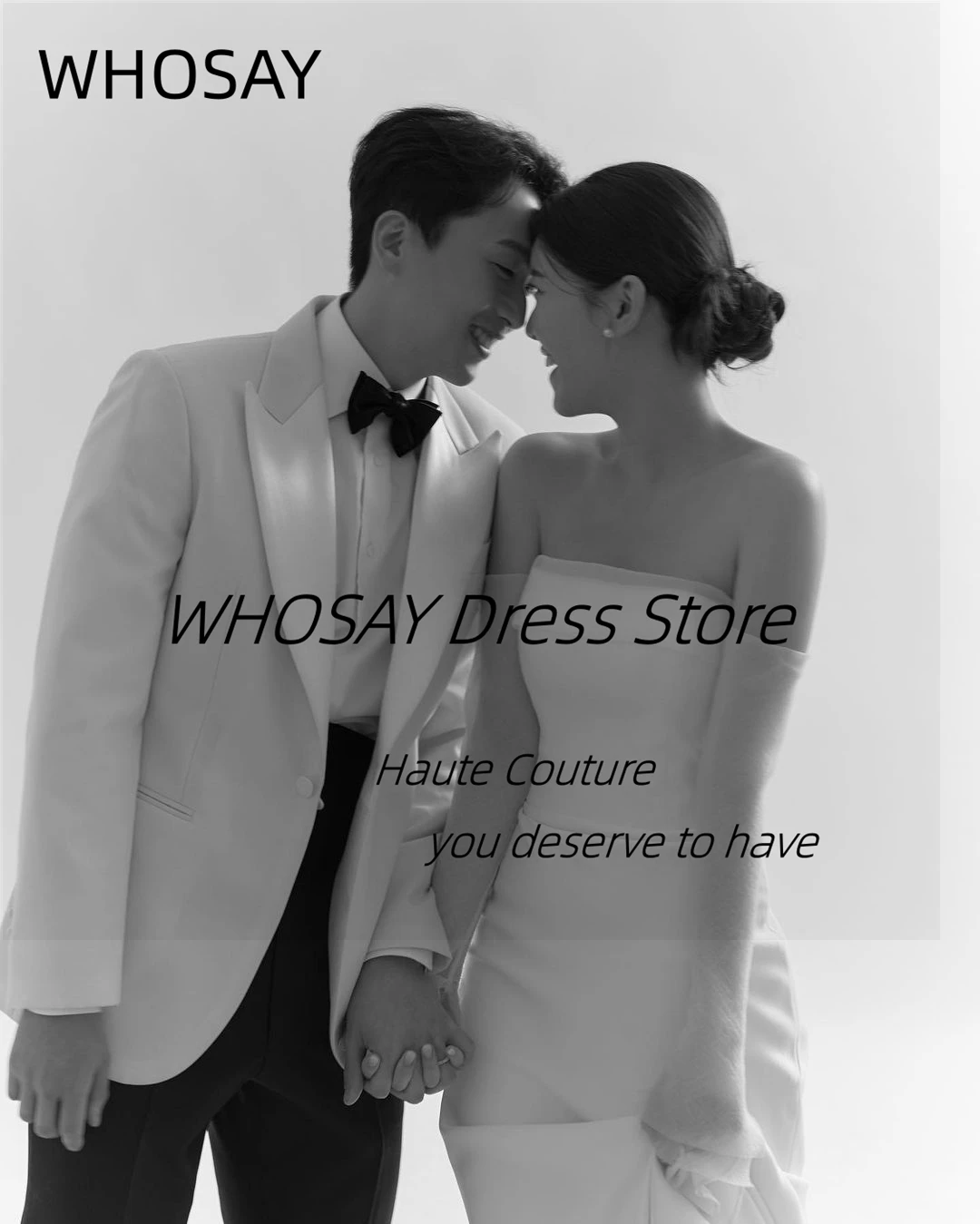 WHOSAY Robe De Mariée Strapless Sexy Back Wedding Dresses for Woman Long Sleeves Birthday Party Shoot Photos Prom Banquet 웨딩드레스