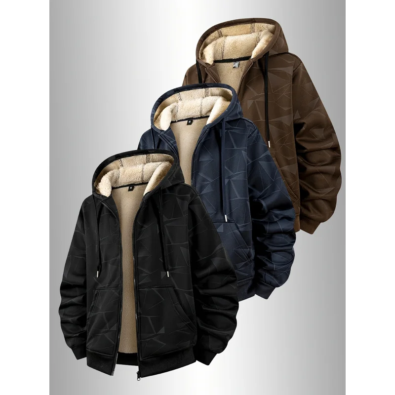 Neu in Hoodies und Sweatshirts, Kleidung für Herren, Winter, mit Fleece gefüttert, dick, warm, Kapuzenjacke, Sport-Sweatshirt mit Reißverschluss