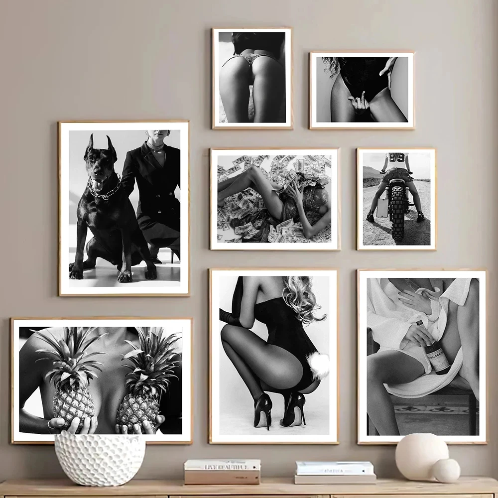 Black And White Art Sexy Woman Poster Prints For Living Room Home Decor Fashion Bad Girl Butt Canvas Painting Wall Art Cuadros